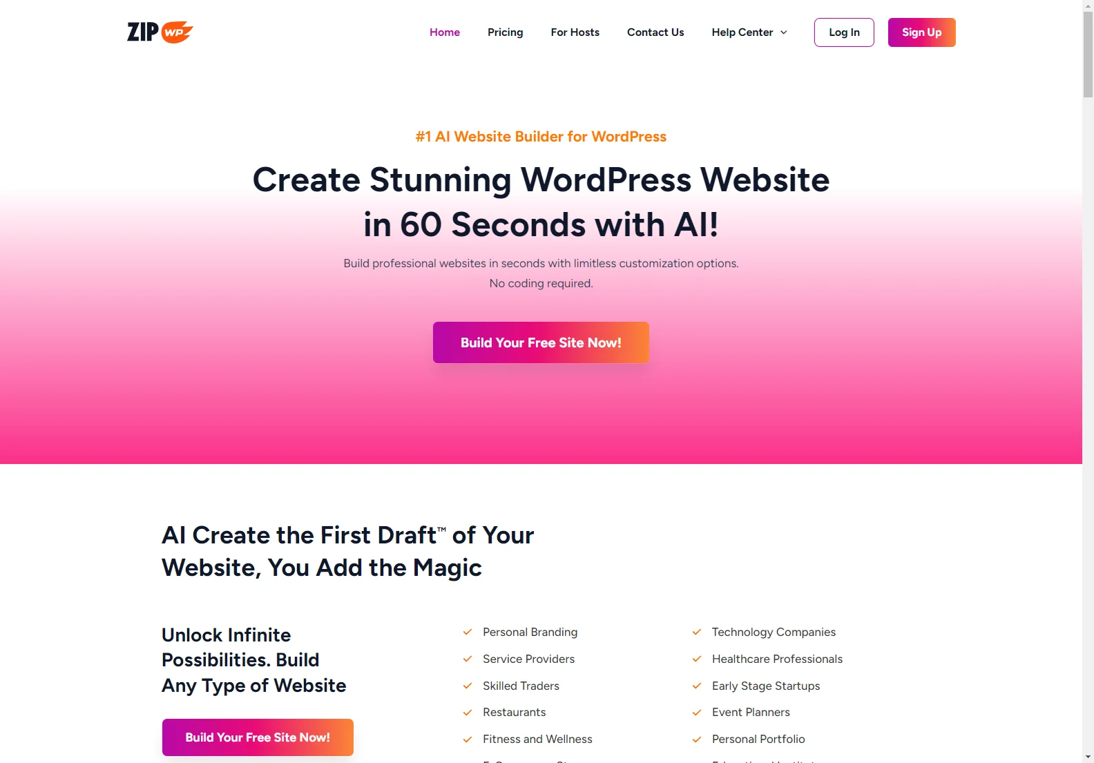 ZipWP: #1 AI Website Builder for WordPress - Create Websites in 60 Seconds