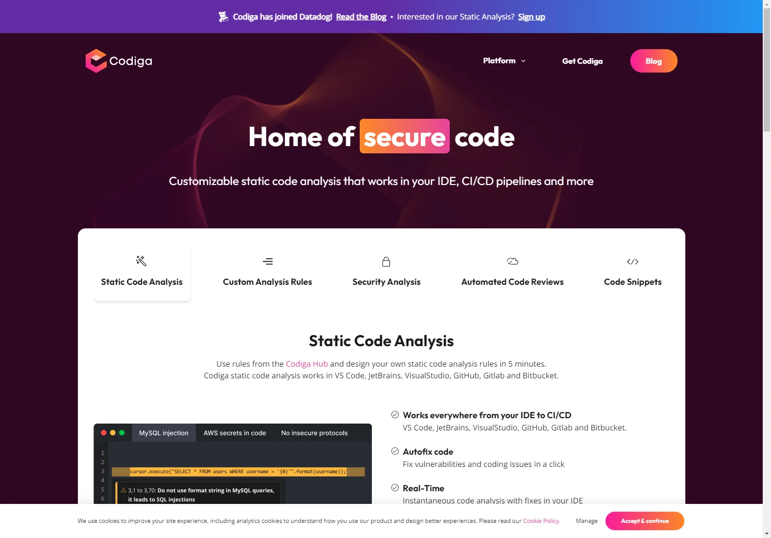 Codiga: Real-Time Static Code Analysis for Enhanced Code Quality and Security