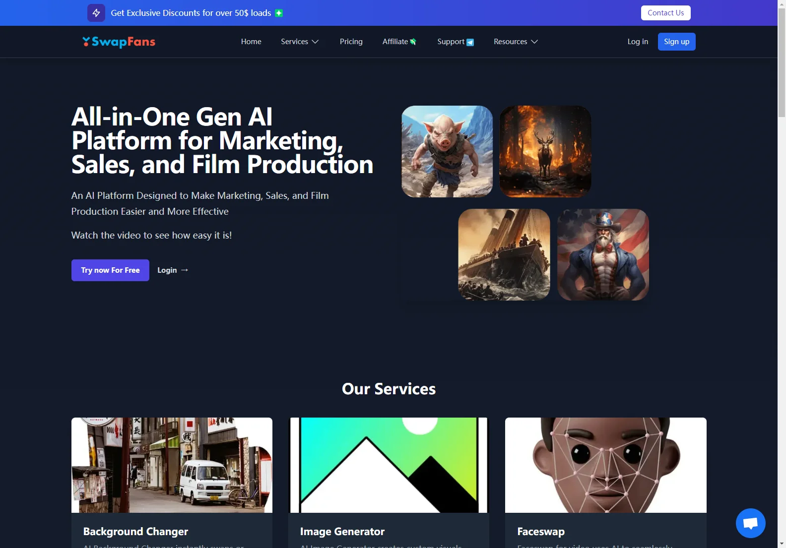 SwapFans: All-in-One AI Platform for Marketing, Sales, and Film Production