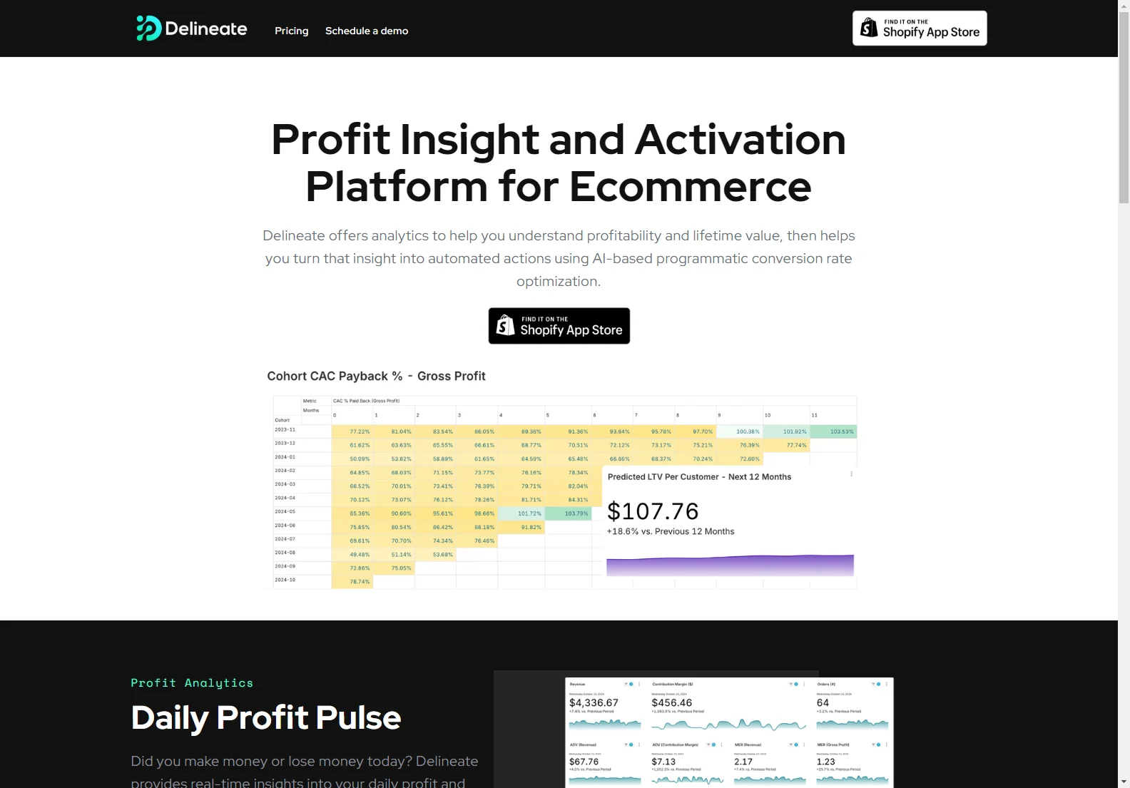 Delineate: AI-Powered Profit & LTV Analytics for Ecommerce Businesses