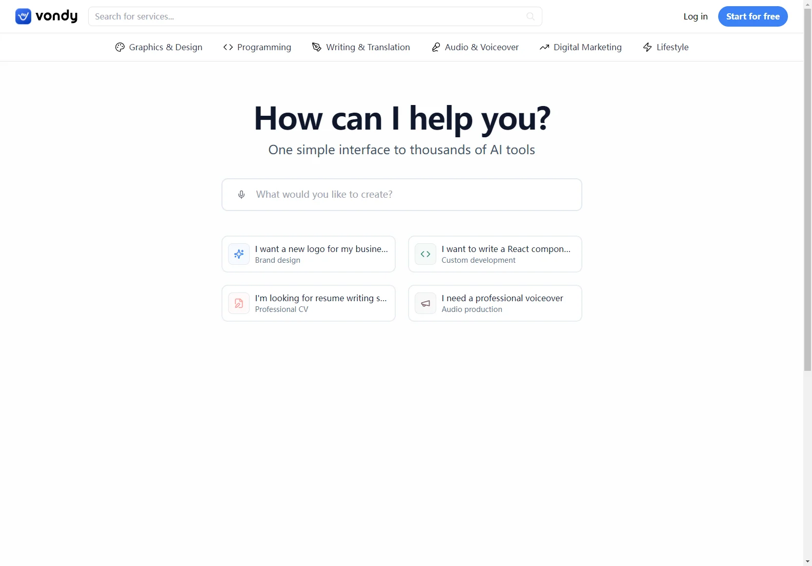 Vondy: Access Thousands of AI Tools Through One Simple Interface