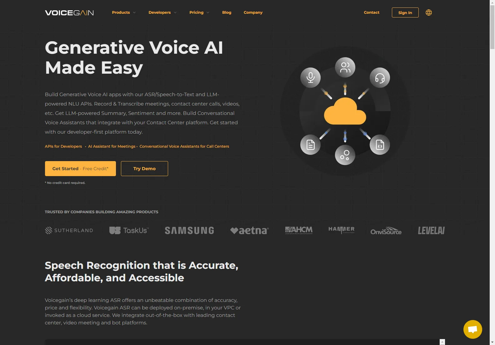 Voicegain: Build Generative Voice AI Apps with Accurate ASR & LLM-Powered NLU APIs