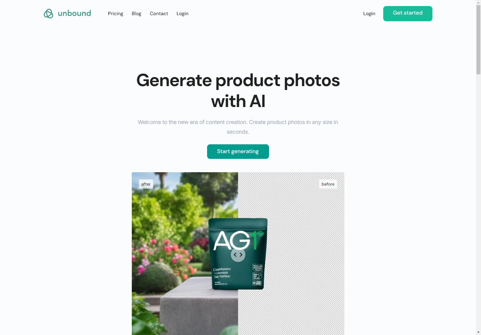 Unbound AI: Generate Stunning Product Photos & Marketing Content