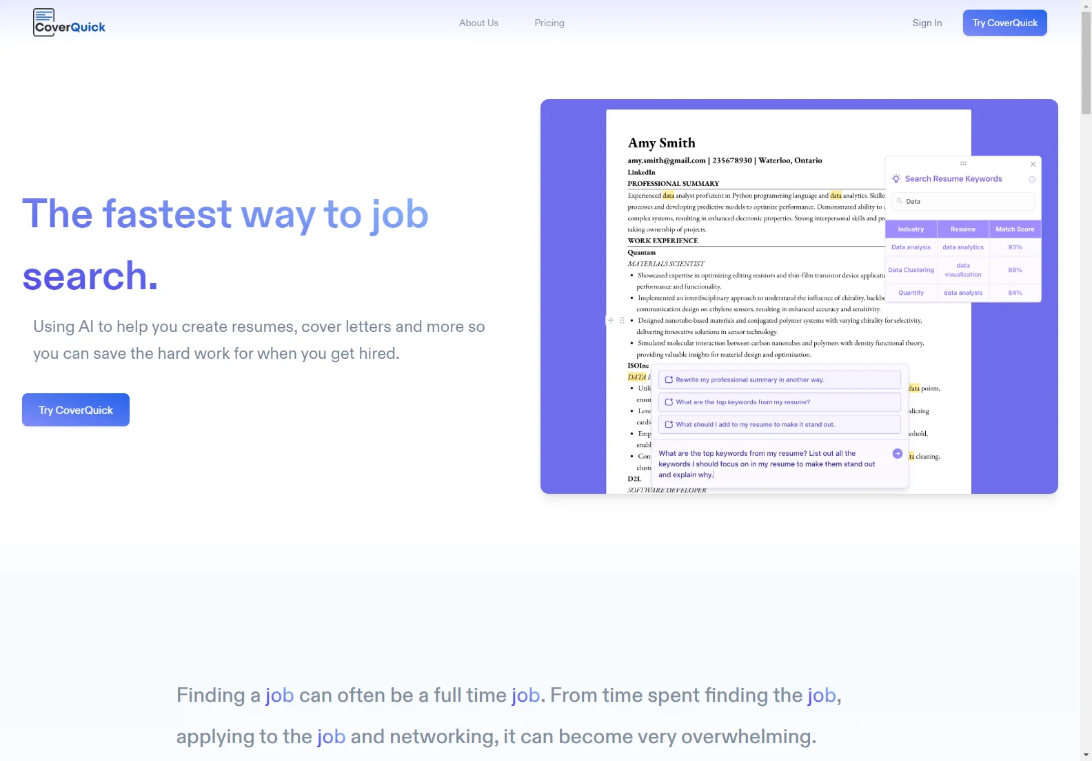 CoverQuick: AI-Powered Job Search Platform for Faster Hiring