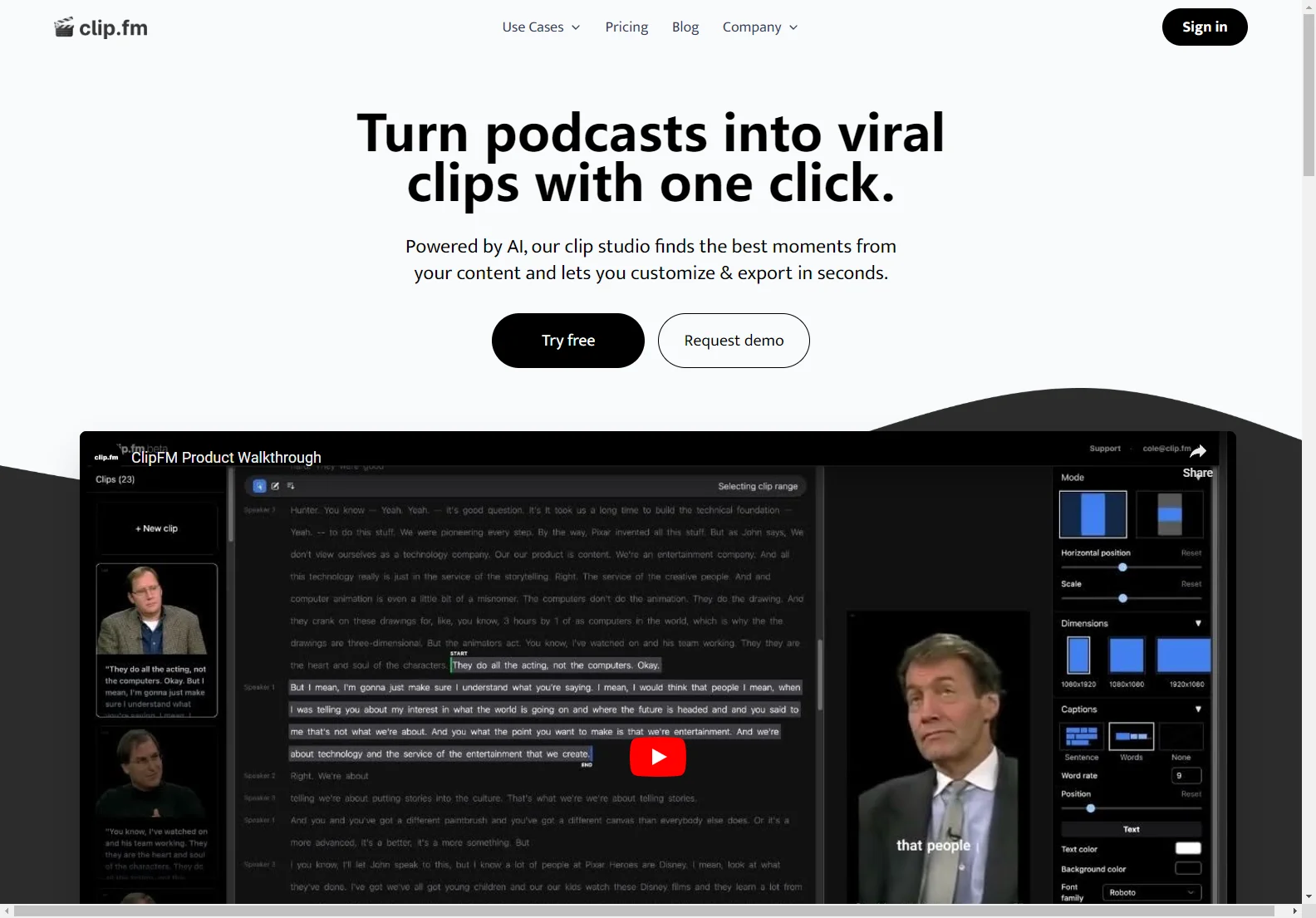 ClipFM: AI-Powered Podcast Clip Maker for Viral Success