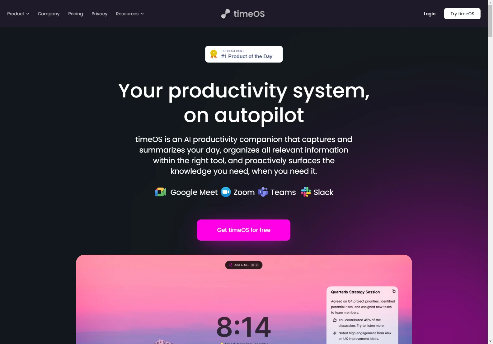 timeOS: AI-Powered Productivity System for Enhanced Efficiency and Collaboration