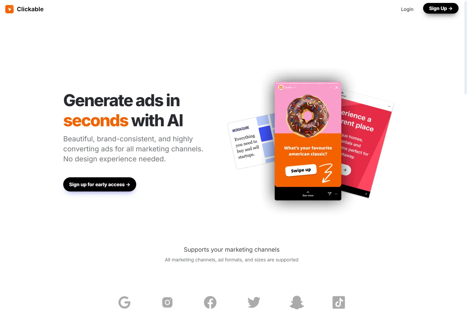 Clickable: Generate Ads in Seconds with AI