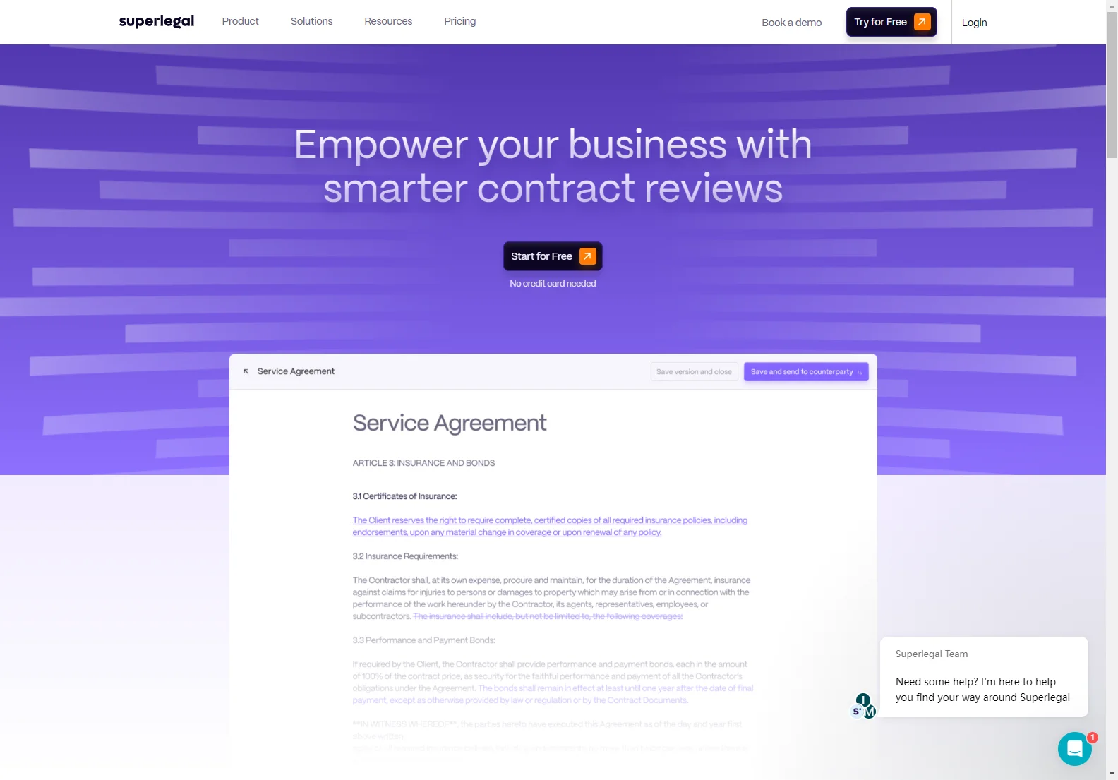 Superlegal: AI-Powered Legal Contract Review Software - Save 90% on Legal Costs