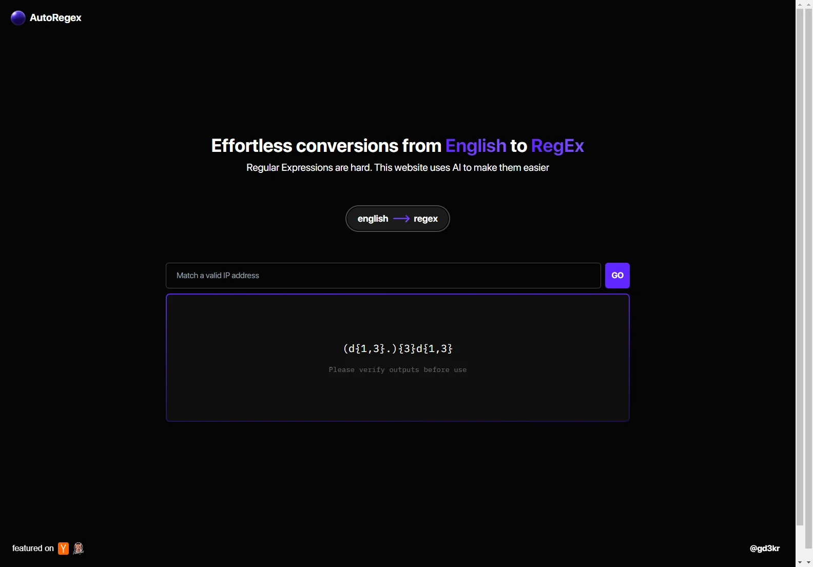 AutoRegex: AI-Powered English to RegEx Conversion