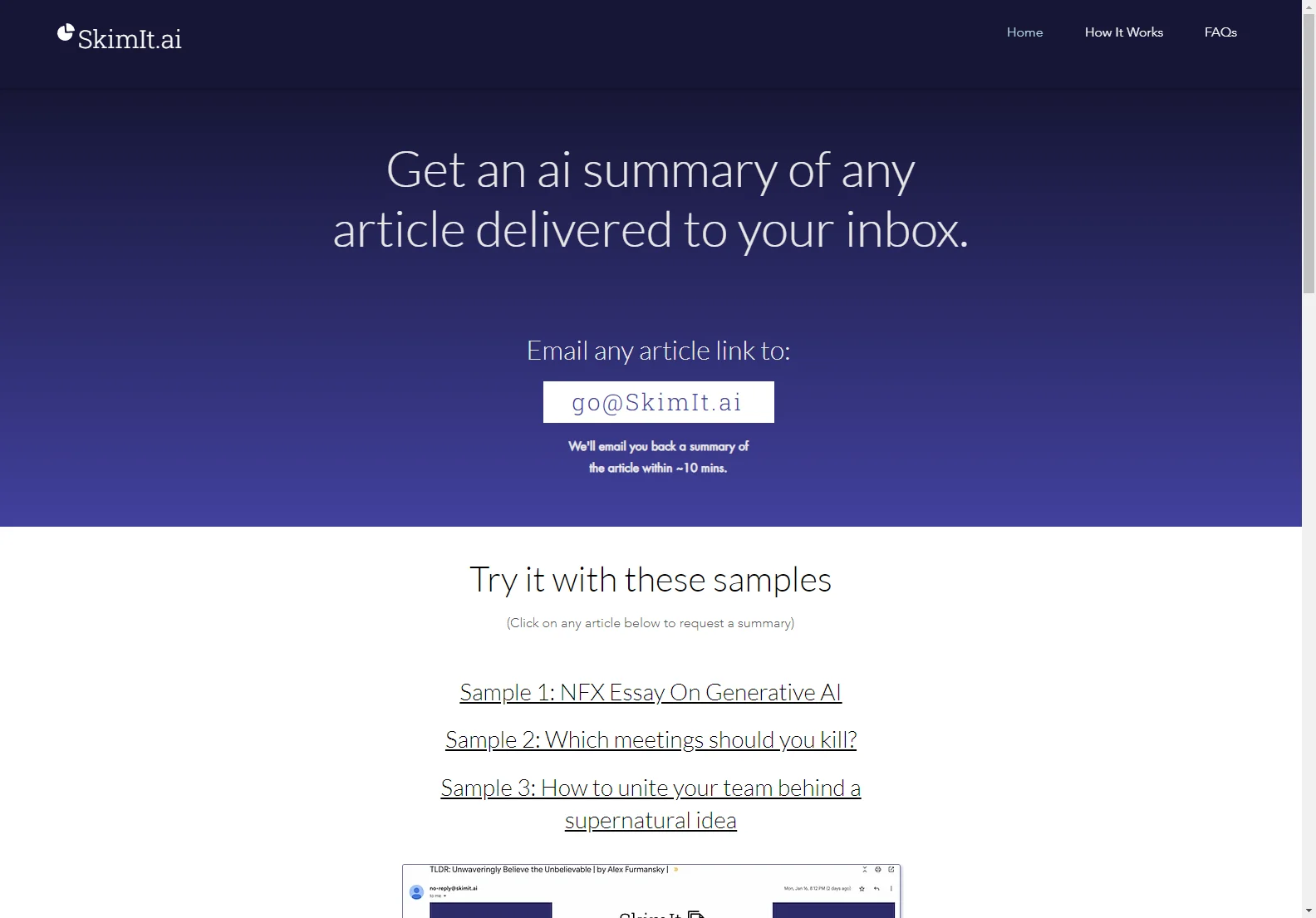SkimIt.ai: Get AI-Generated Article Summaries in Your Inbox