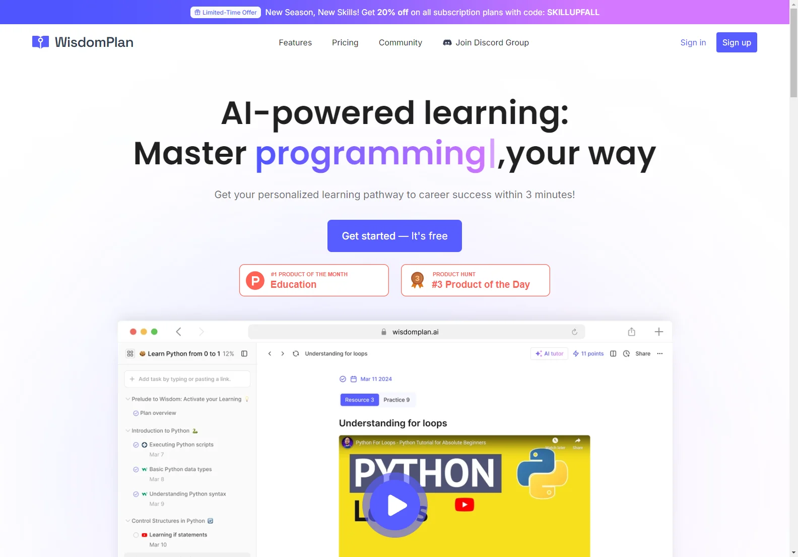 WisdomPlan: AI-Powered Personalized Learning Plans for Career Success