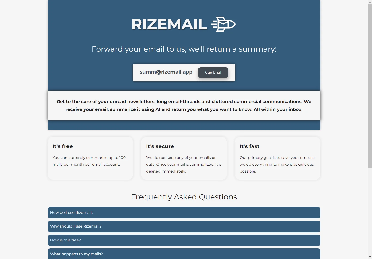 Rizemail: AI-Powered Email Summarization for Improved Inbox Management