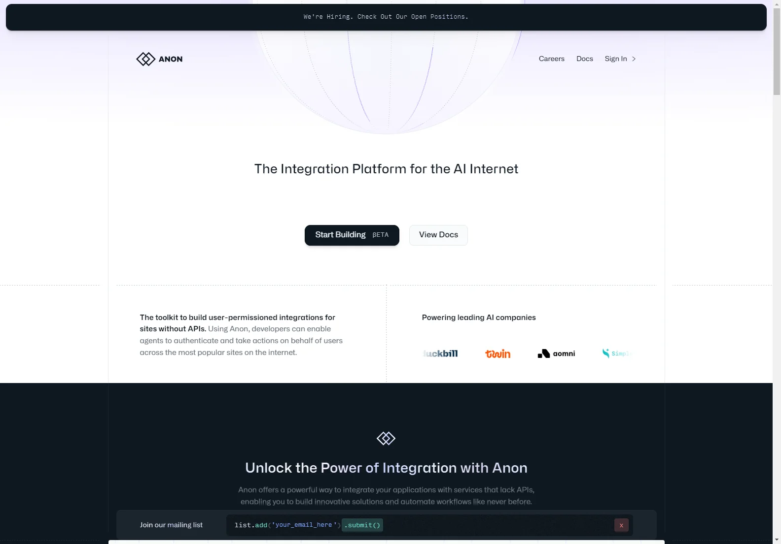 Anon: The Integration Platform for the AI Internet