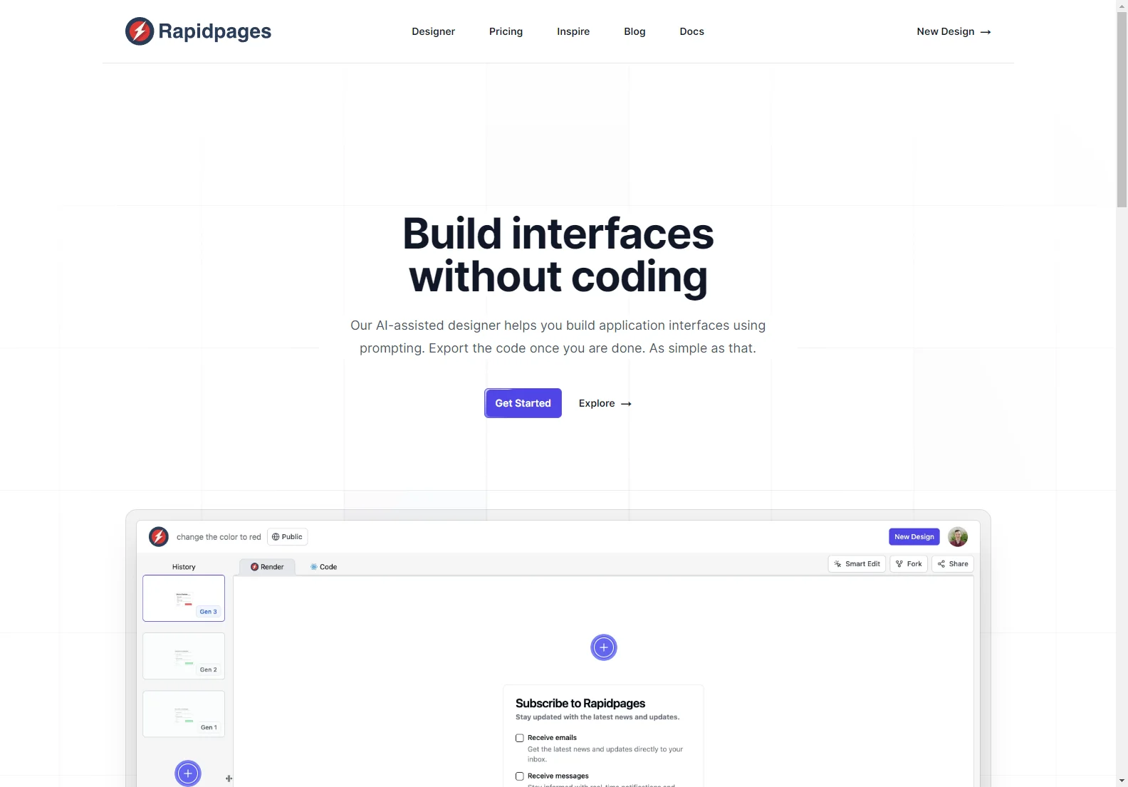 Rapidpages Designer: Build Interfaces Without Coding - AI-Powered UI Design Tool