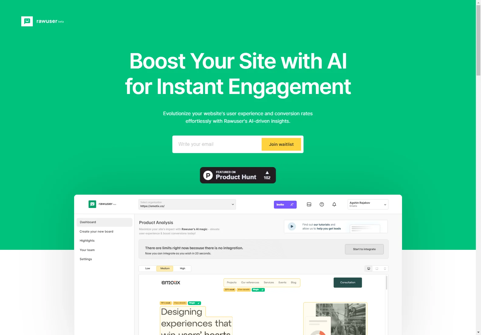 Rawuser: AI-Powered Website Optimization for Enhanced User Engagement