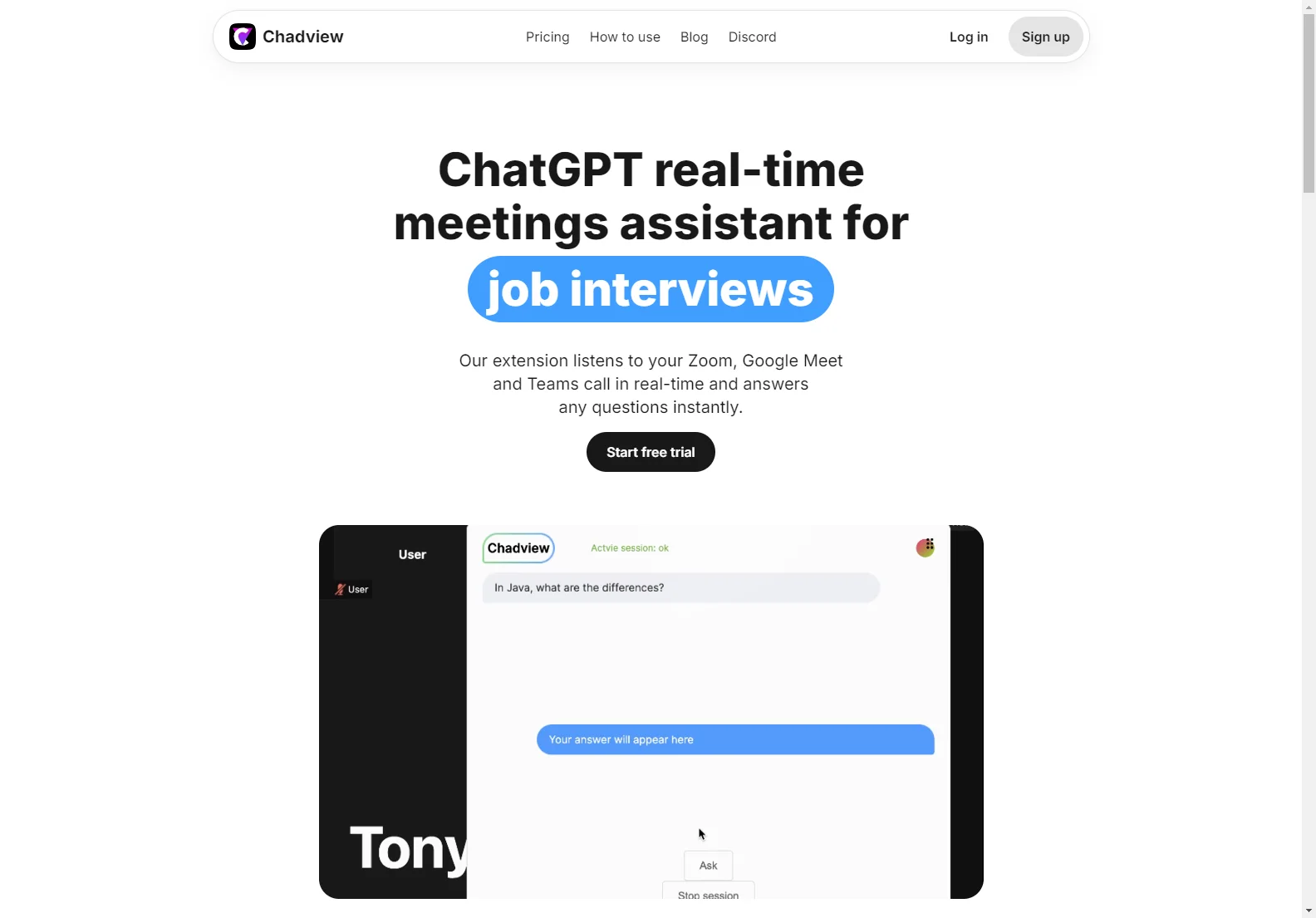 Chadview: Your Real-time AI Interview Assistant for Job Success