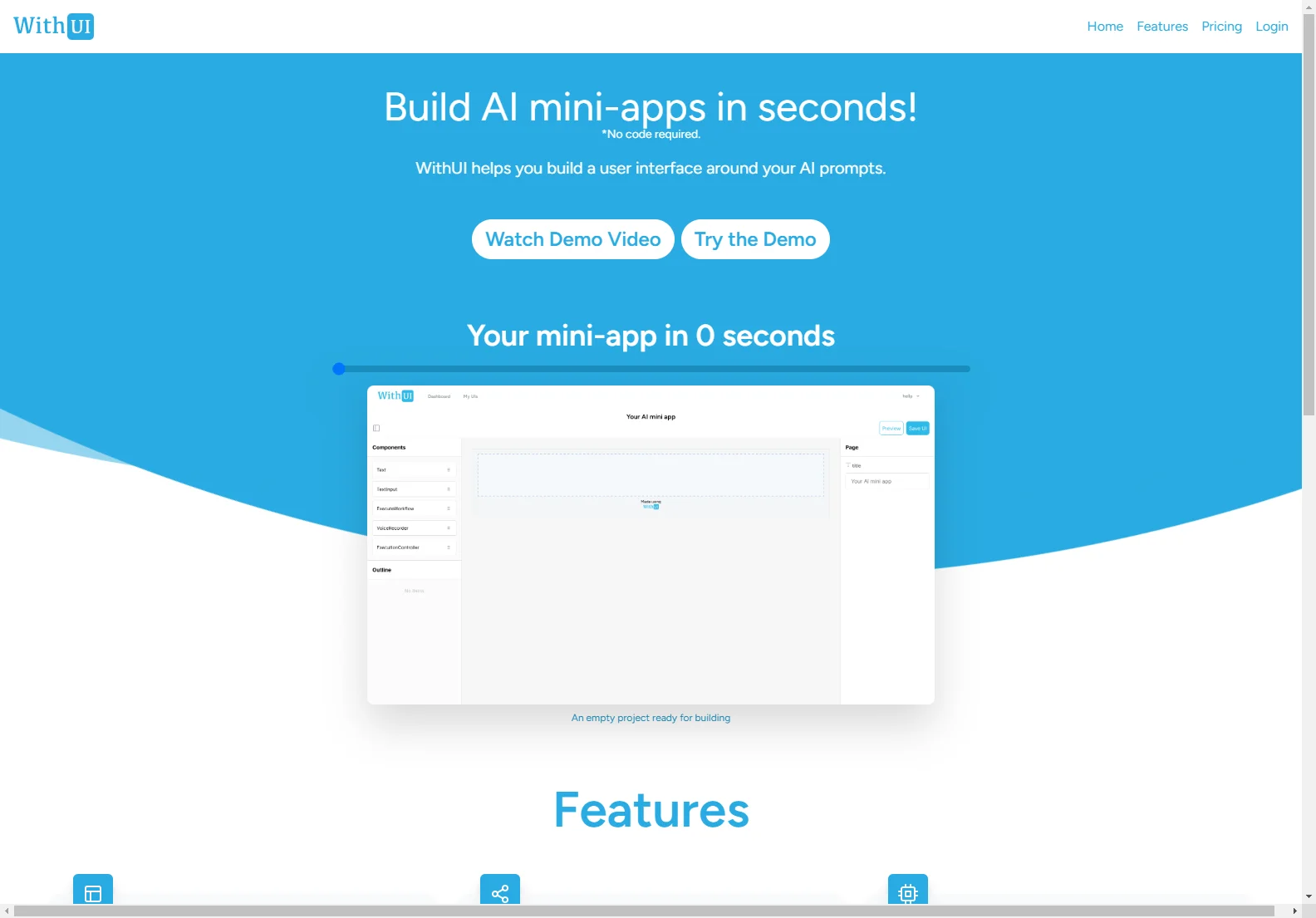 WithUI: Build AI Mini-Apps in Seconds - No Code Required