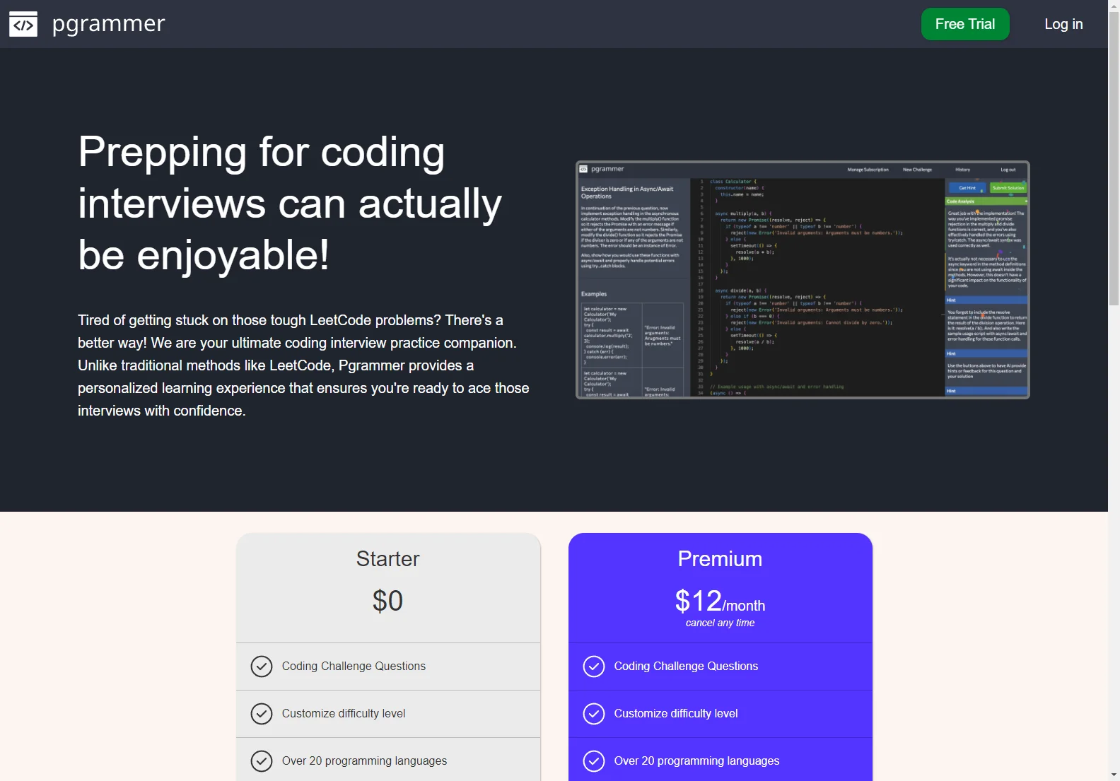 Pgrammer: AI-Powered Coding Interview Prep - Ace Your Interviews with Confidence
