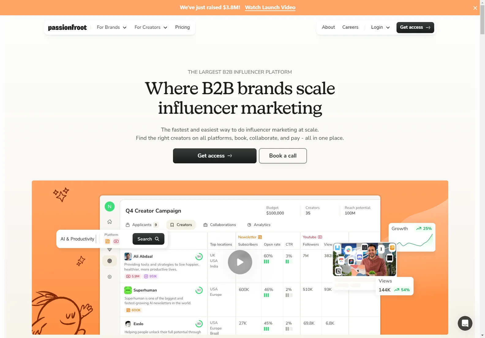 Passionfroot: AI-Powered B2B Influencer Marketing Platform