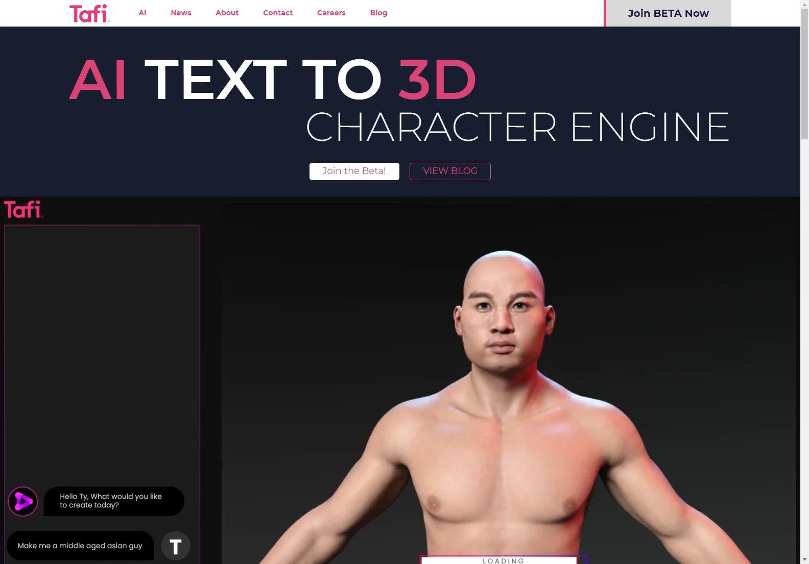 Tafi Avatar: AI-Powered Text-to-3D Character Engine