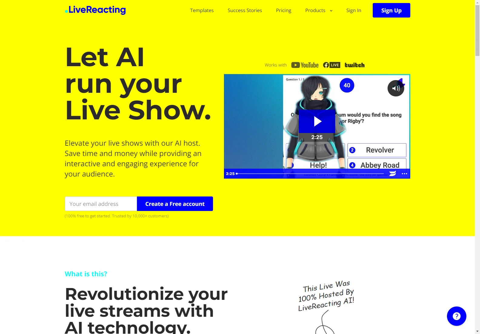 LiveReacting: AI-Powered Live Show Host for Enhanced Engagement