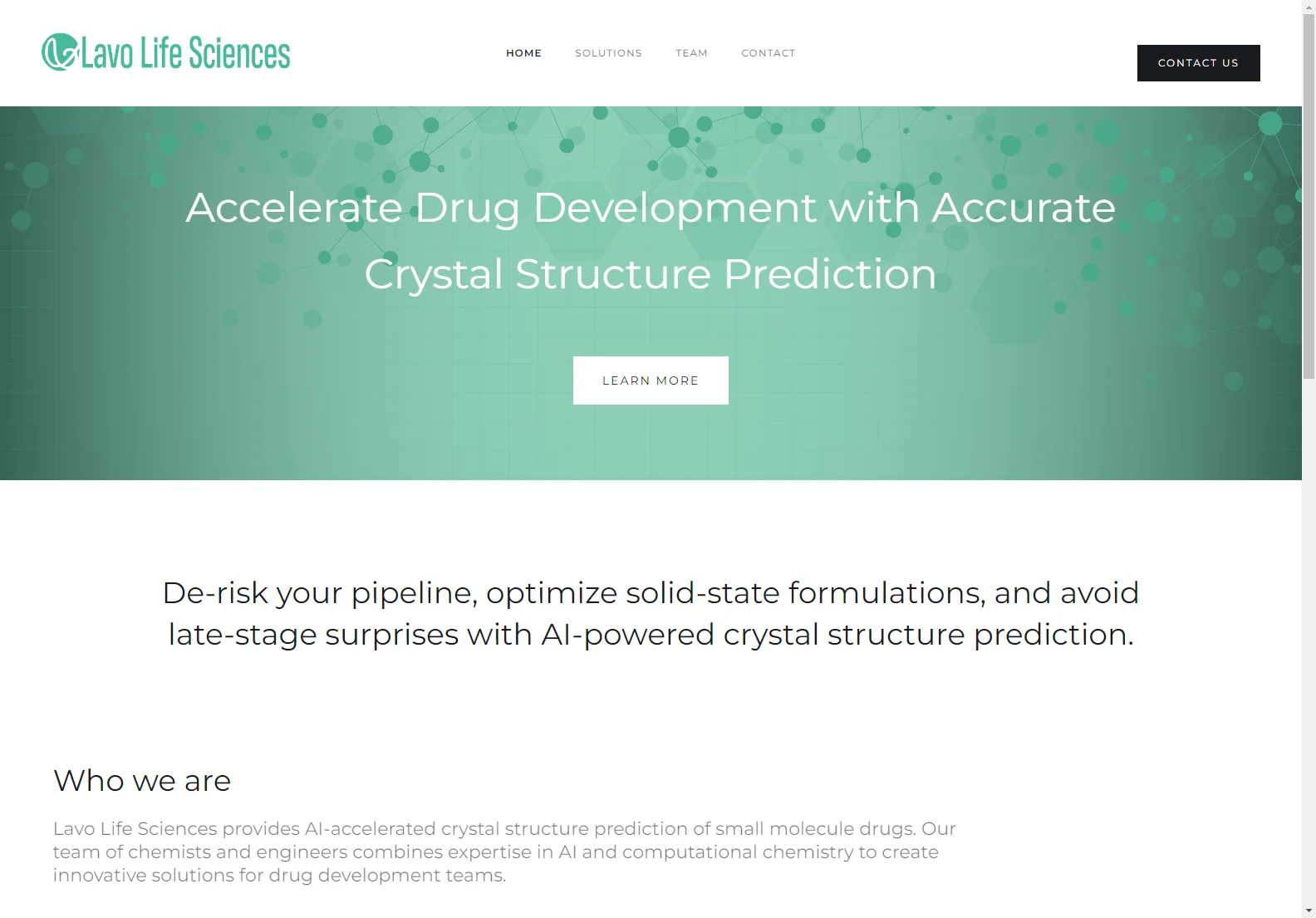 Lavo Life Sciences: AI-Accelerated Crystal Structure Prediction for Drug Development