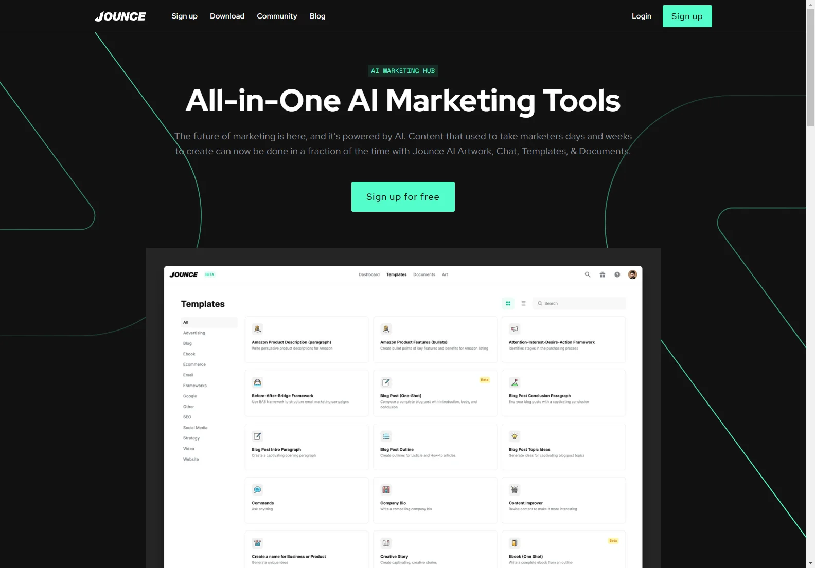 Jounce: AI-Powered Marketing Hub for Copywriting, Art & More