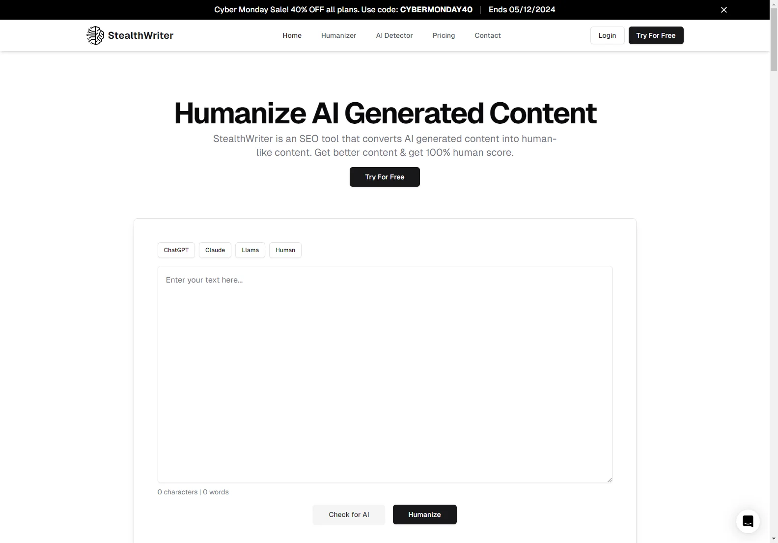 StealthWriter: Humanize AI Content & Bypass AI Detection