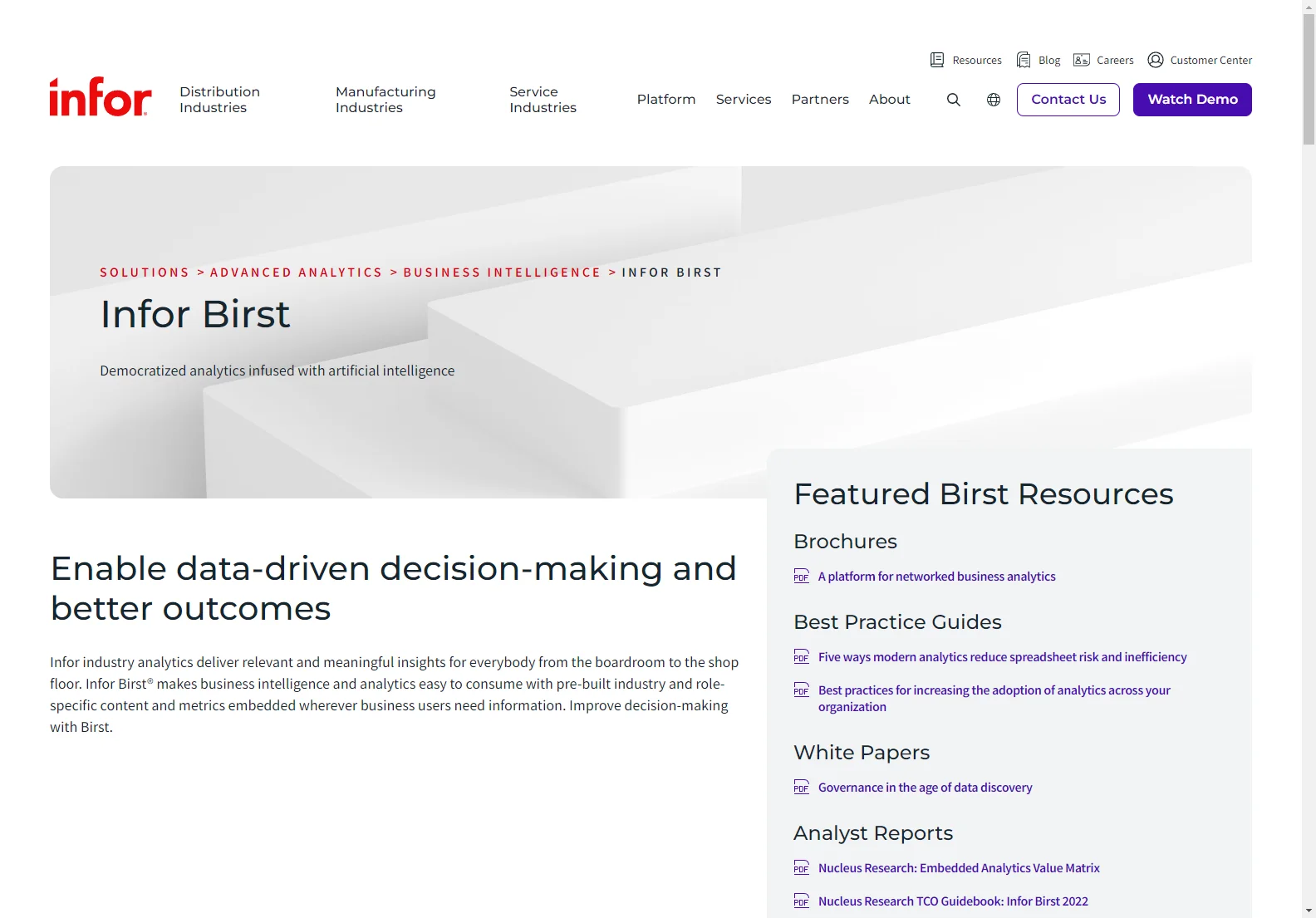 Infor Birst: AI-Powered Business Intelligence for Data-Driven Decisions