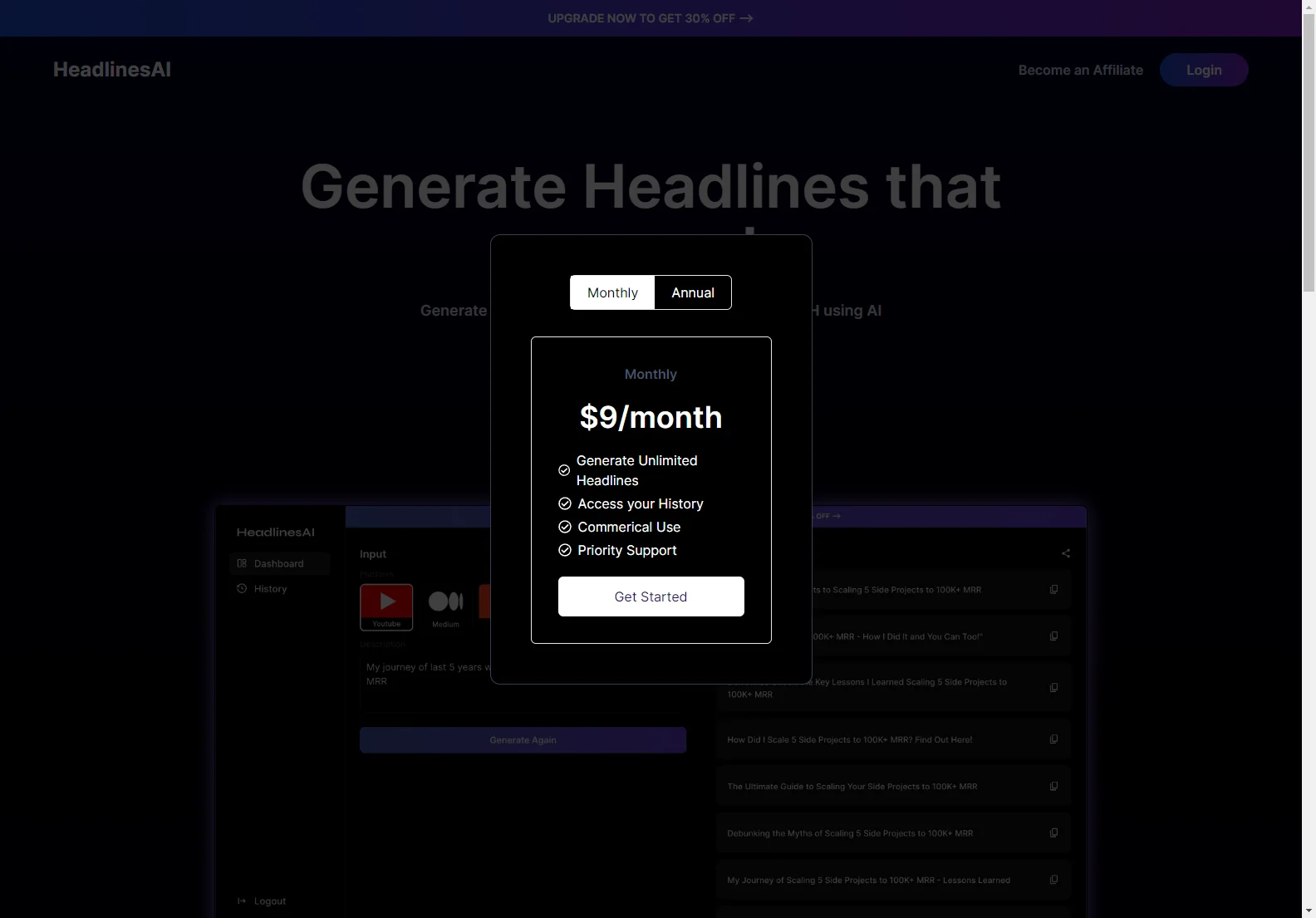 HeadlinesAI: AI-Powered Headline Generator for YouTube, Medium, Reddit & More