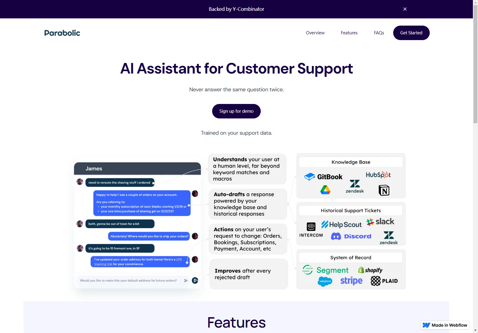 Parabolic: AI-Powered Customer Support Assistant - Boost Efficiency & Sales