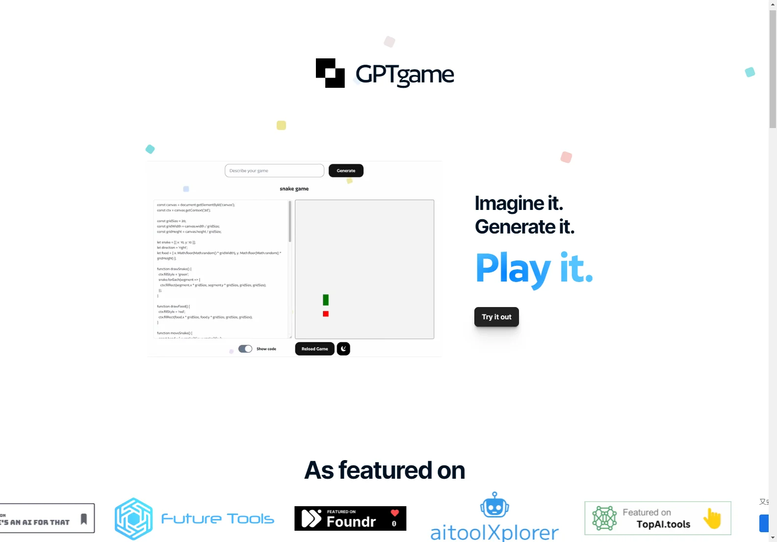 GPTGame: Create and Play Games Instantly with AI