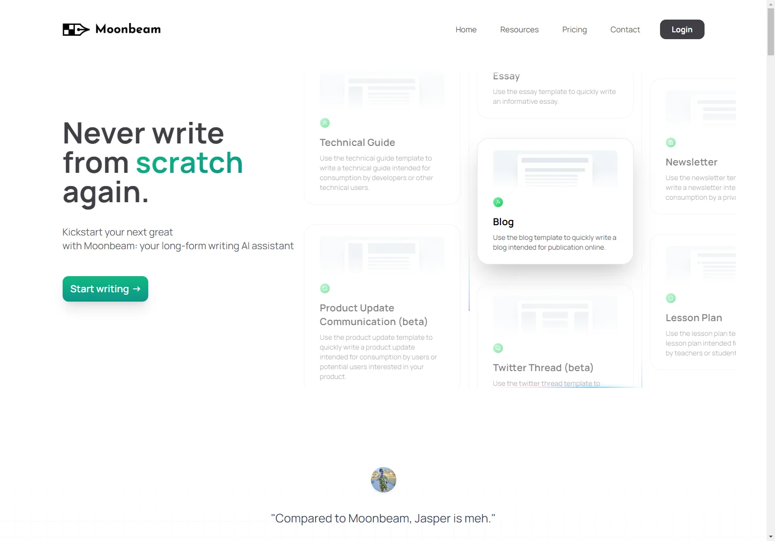 Moonbeam: AI Writing Assistant for Effortless Long-Form Content Creation