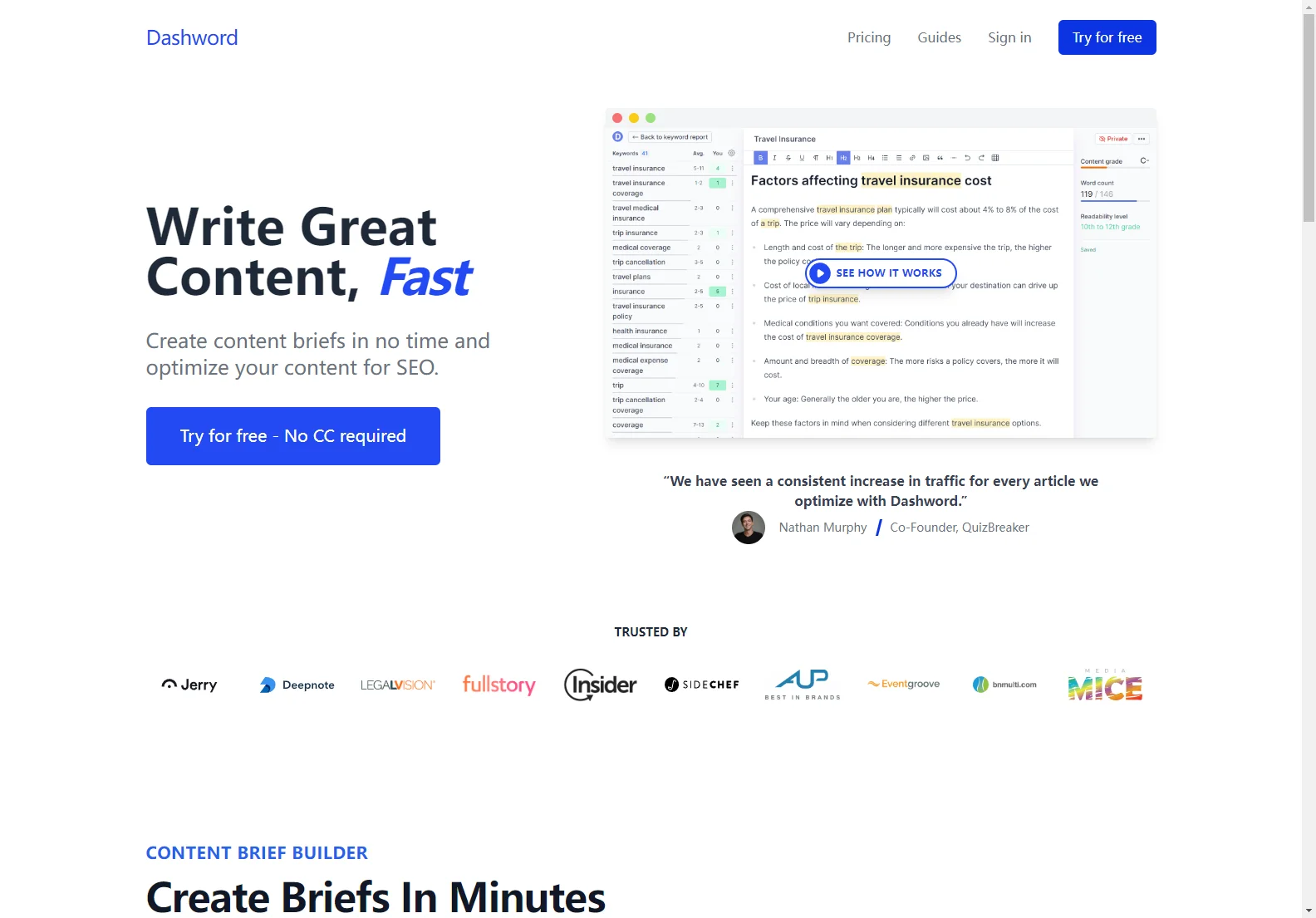 Dashword: AI-Powered SEO Content Optimization Software