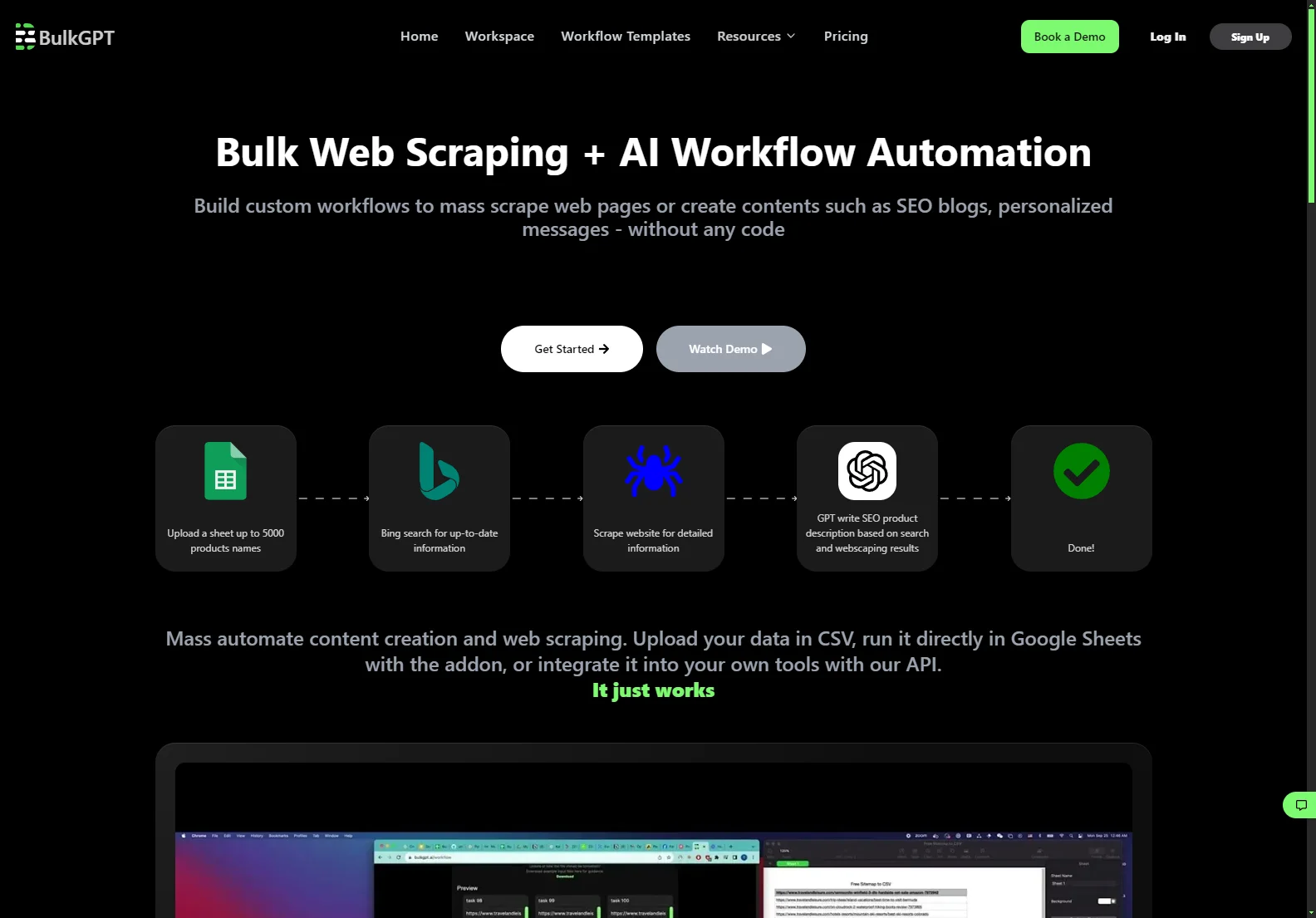 BulkGPT: No-Code AI Workflow Automation for Web Scraping and Content Creation