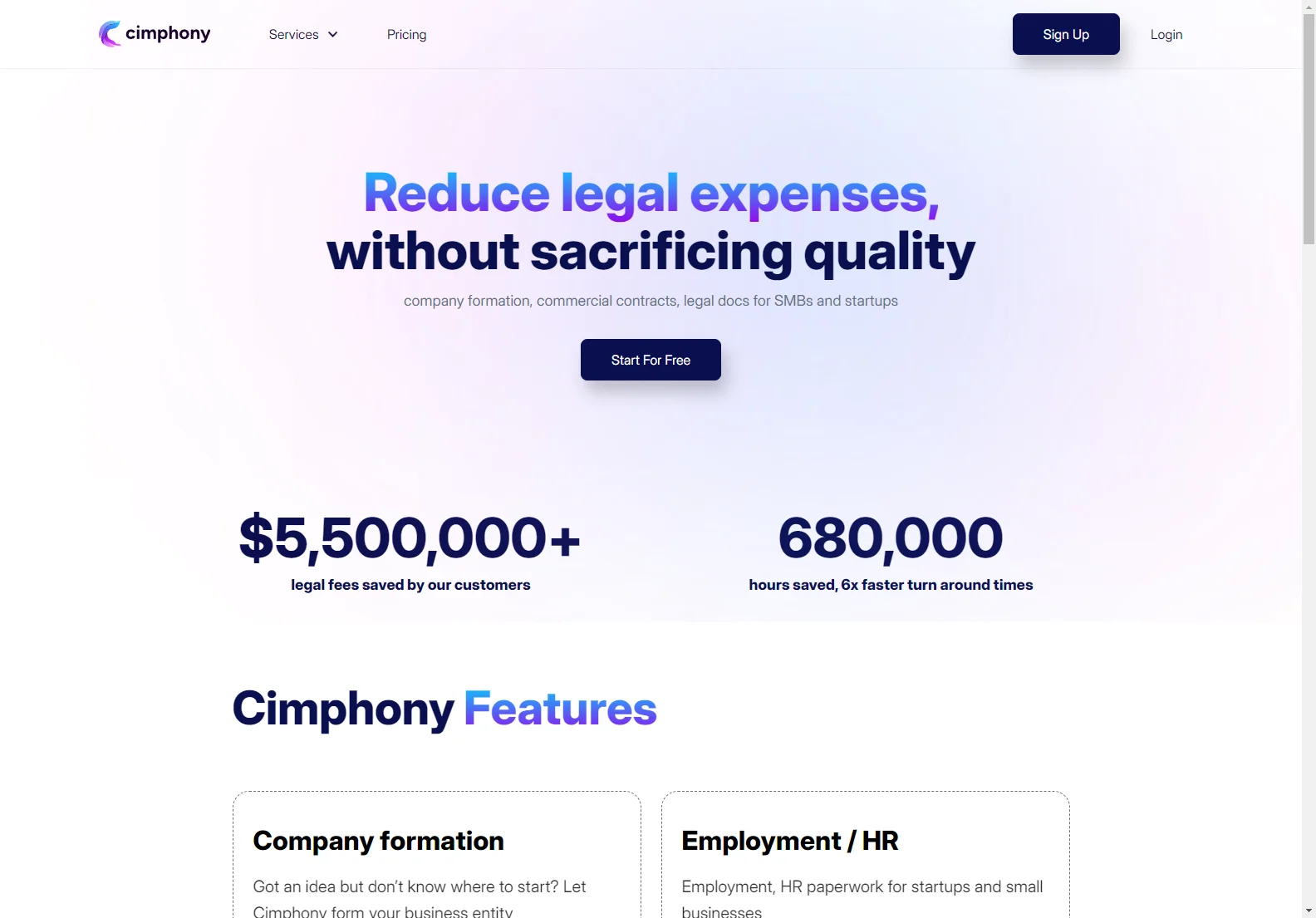 Cimphony: AI-Powered Legal Solutions for Startups and SMBs