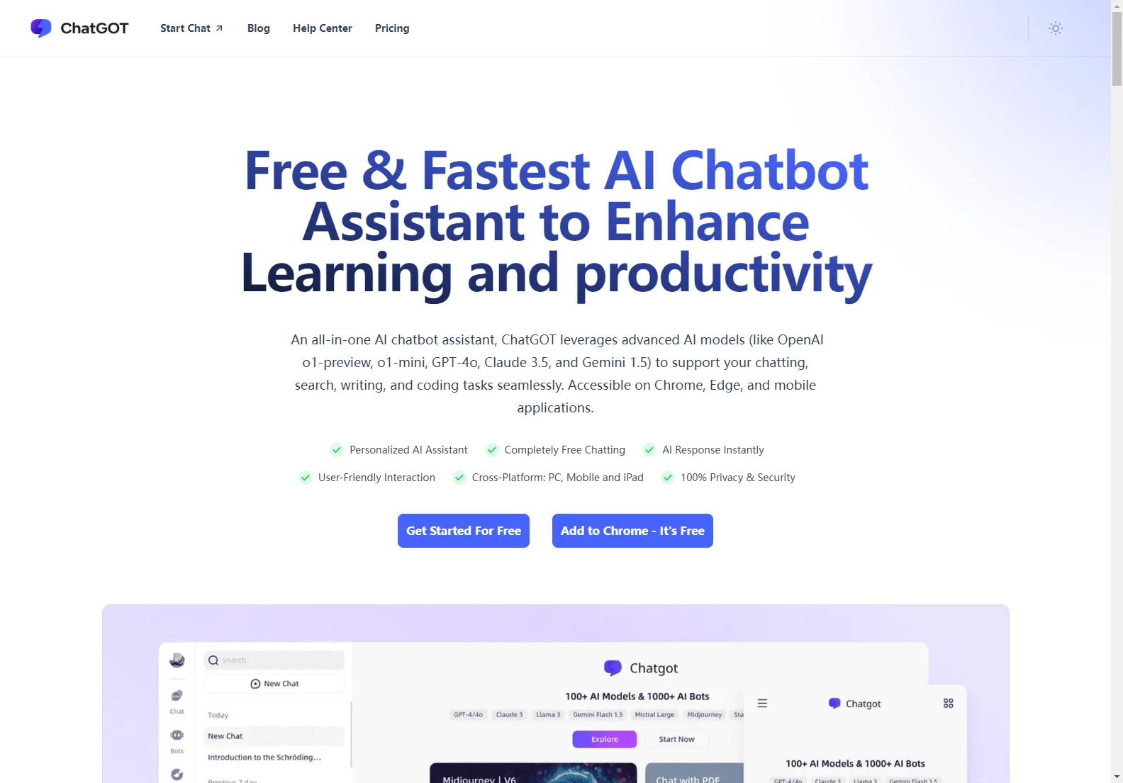 ChatGOT - Free AI Chatbot Assistant for Enhanced Learning & Productivity