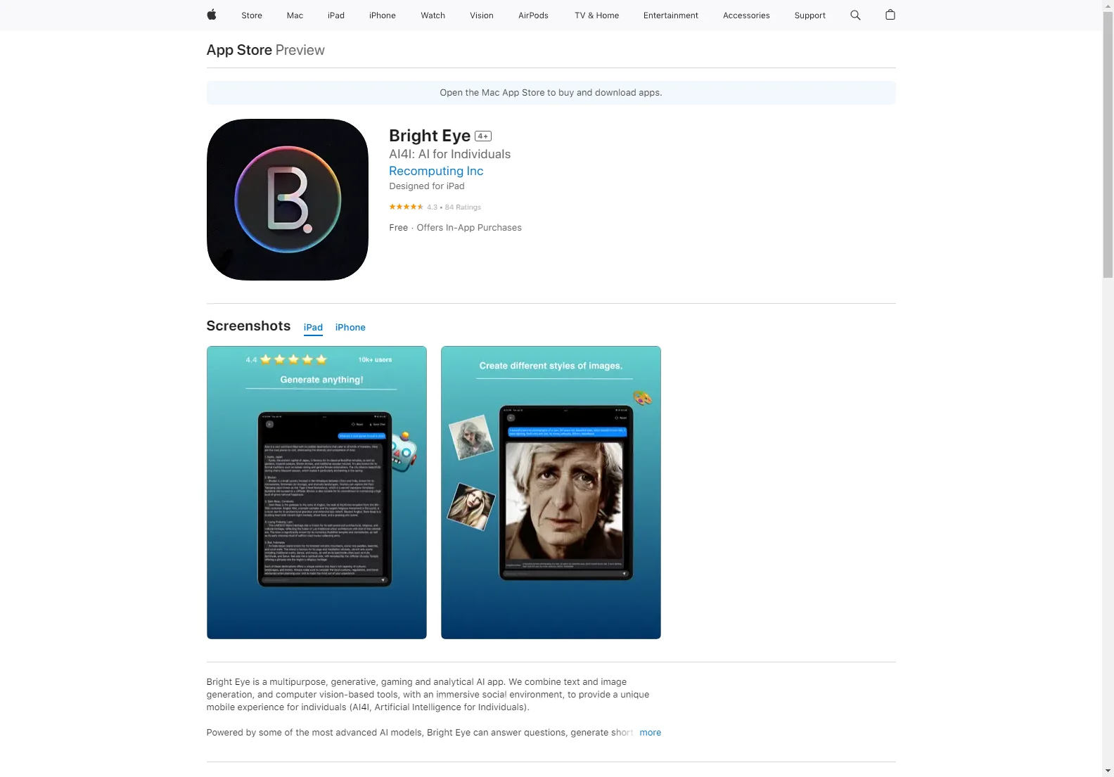 Bright Eye: Powerful Multipurpose AI App for iPad