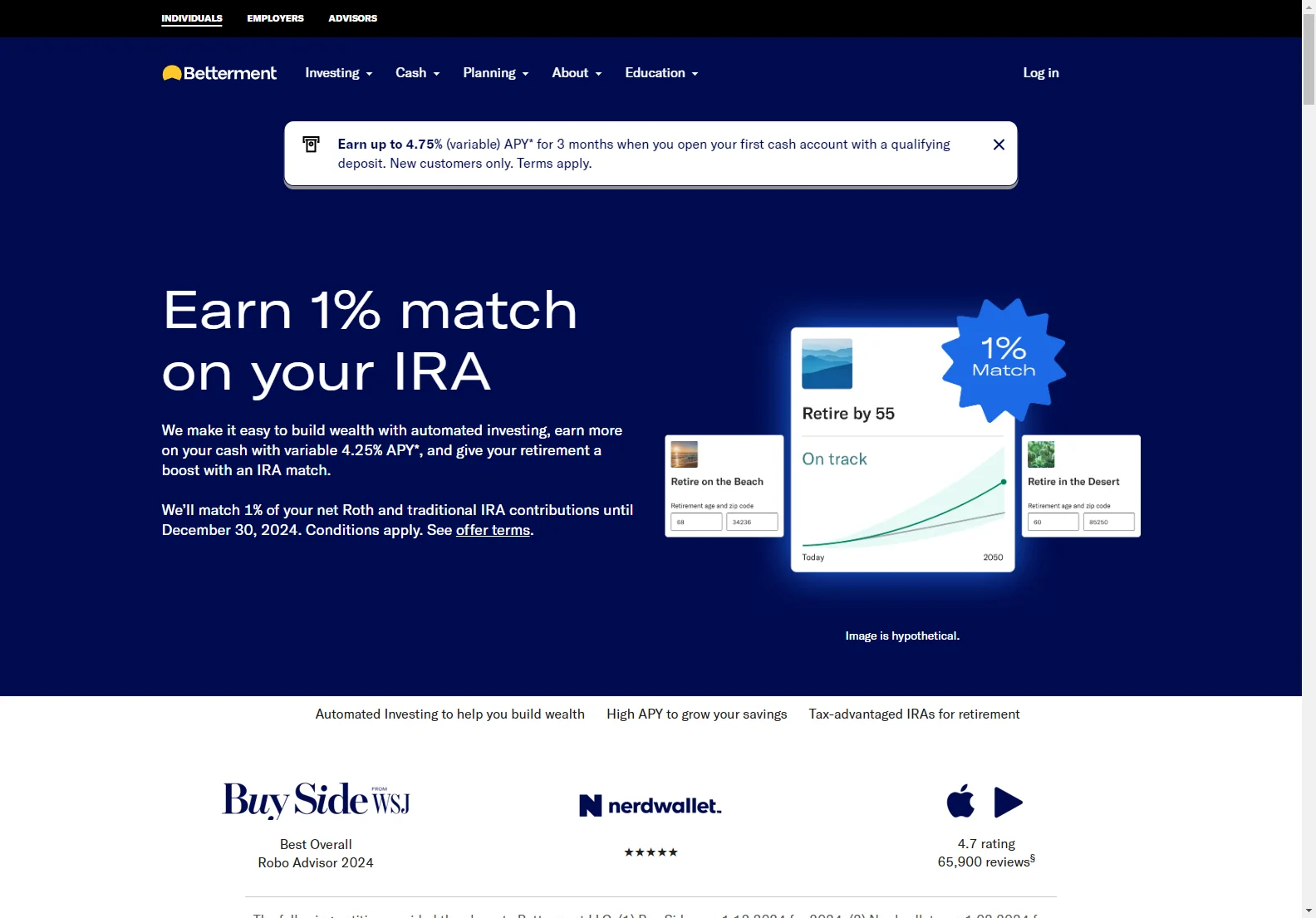 Betterment: Automated Investing, High-Yield Savings, and Retirement Planning