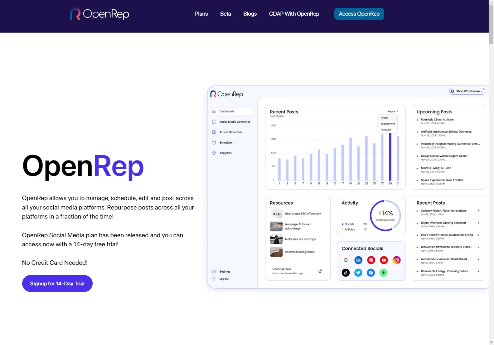 OpenRep: AI-Powered Social Media & Content Creation Platform