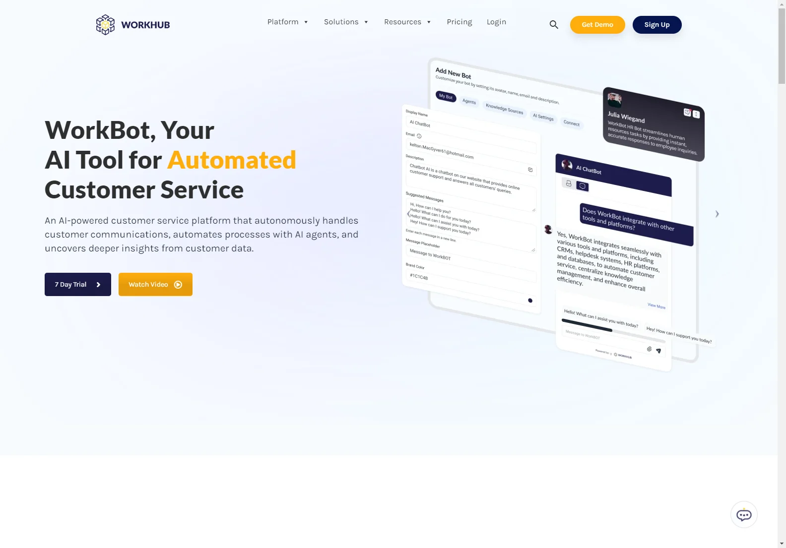 WorkBot: AI-Powered Customer Service for Increased Efficiency and Customer Satisfaction