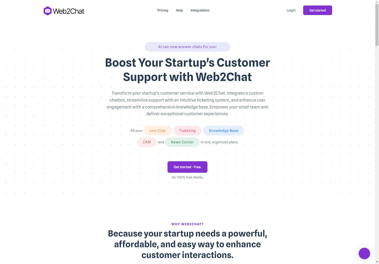 Web2Chat: Free AI-Powered Customer Support for Startups