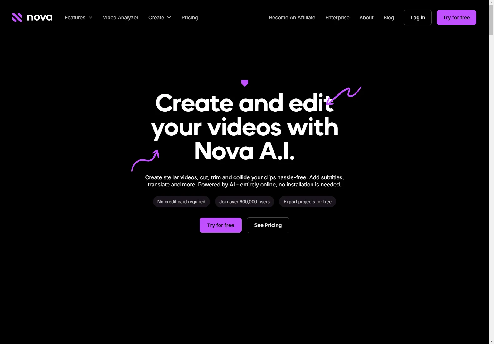 Nova A.I.: AI-Powered Video Editing Platform for Easy Video Creation