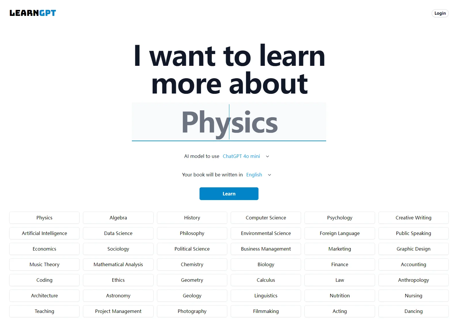 LearnGPT: Your AI-Powered Learning Companion for Diverse Subjects