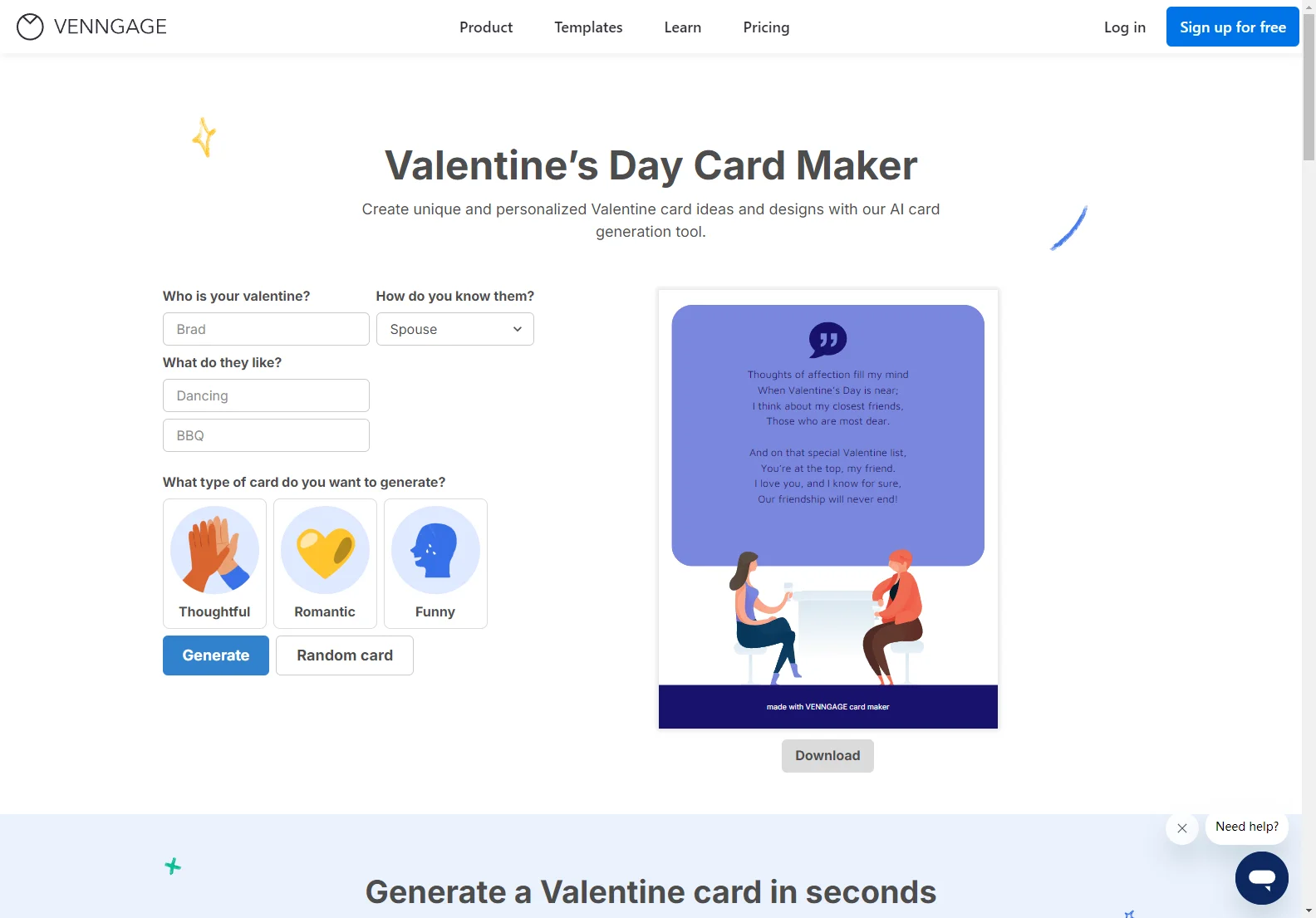 Venngage's AI Valentine's Day Card Maker: Create Personalized Cards in Seconds