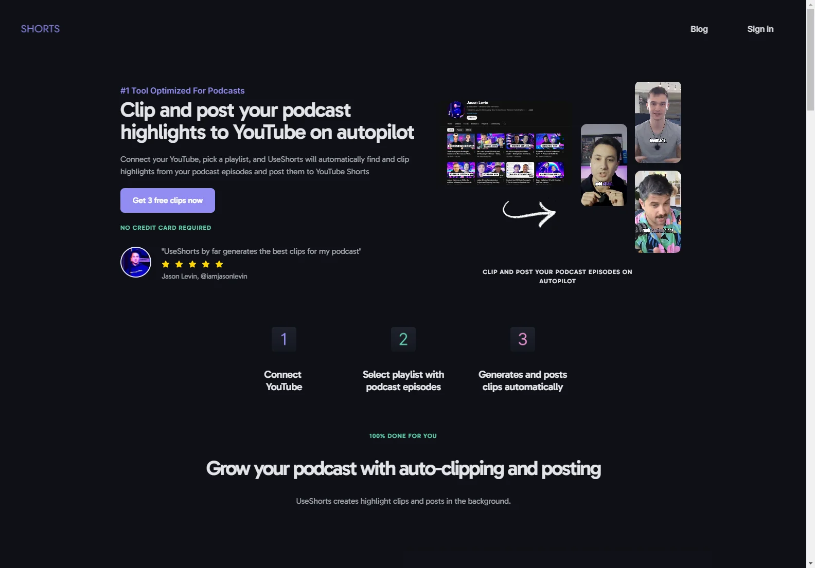 UseShorts: Automate Podcast Highlight Clipping & YouTube Shorts Posting