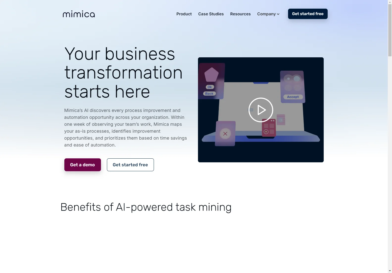 Mimica: AI-Powered Task Mining for Process Improvement and Automation