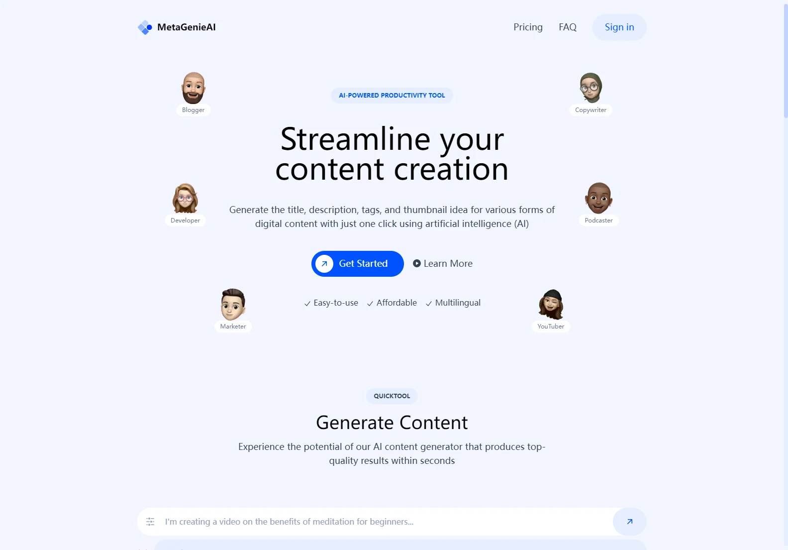 MetaGenieAI: AI-Powered Content Creation Tool