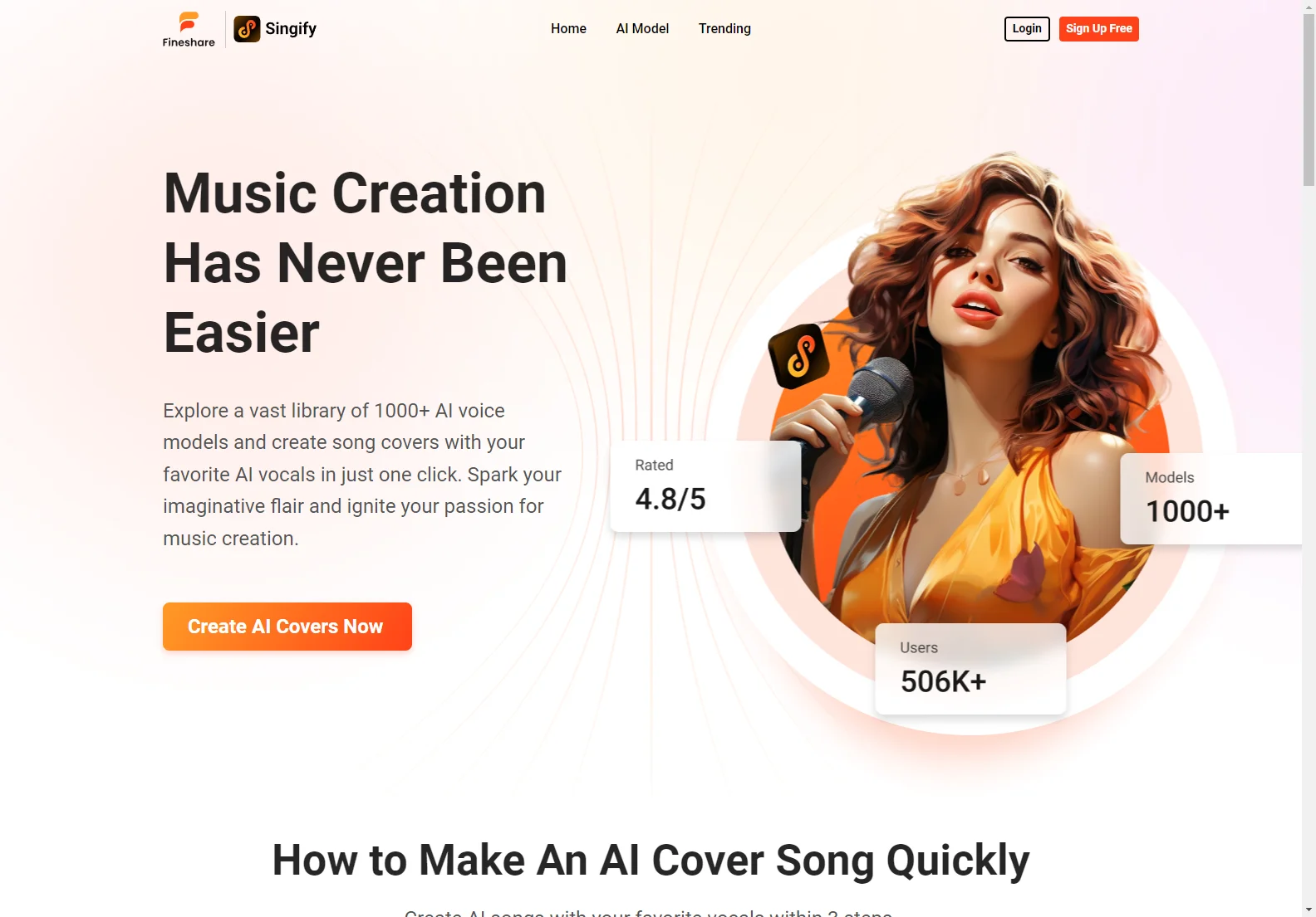 Fineshare Singify: AI Song Cover Generator - Create AI Music Easily