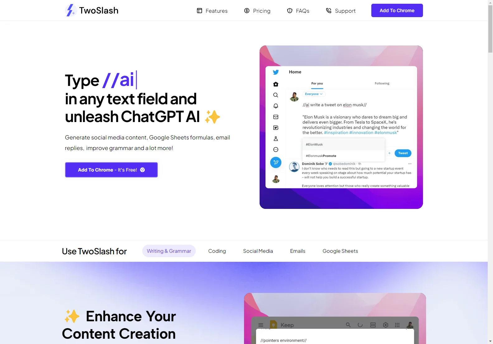 TwoSlash: AI-Powered Chrome Extension for Enhanced Productivity